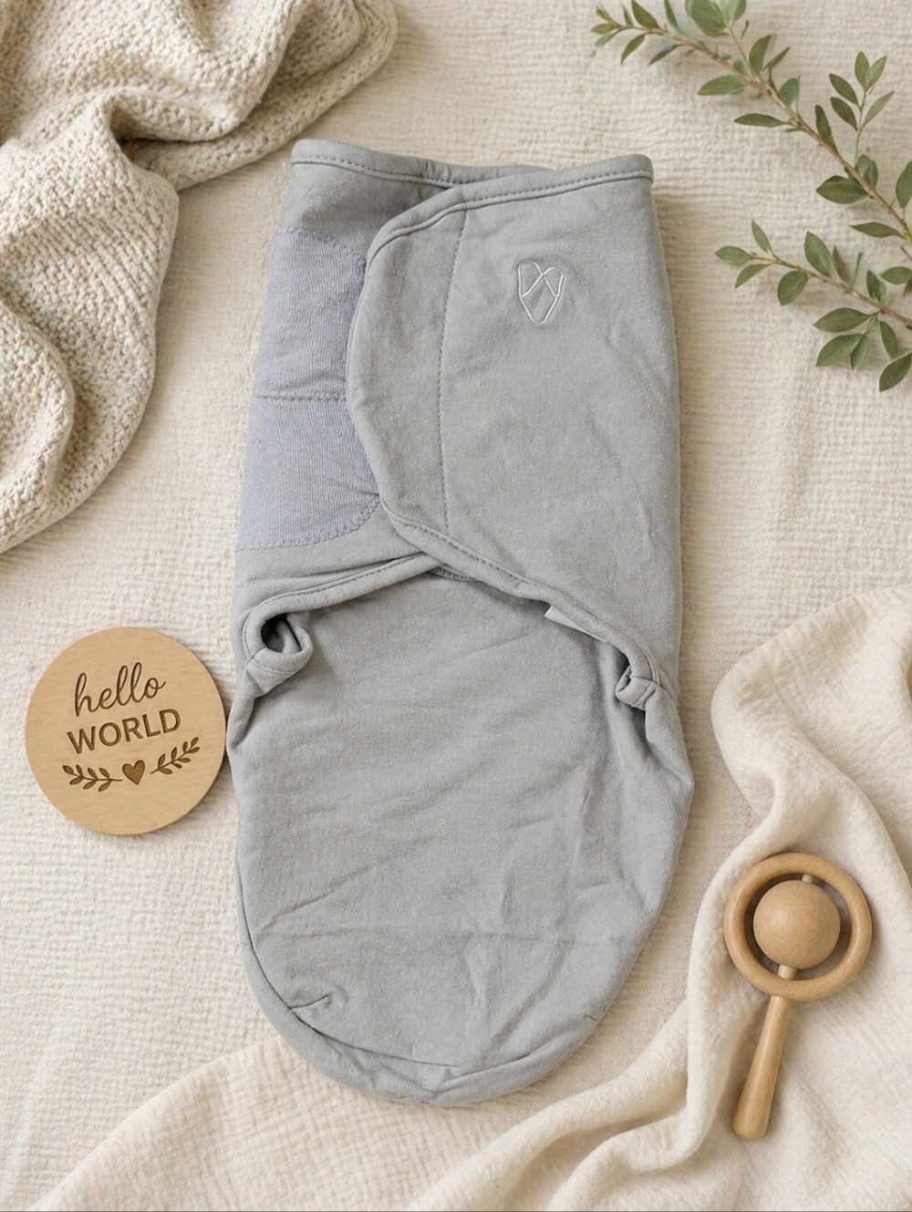 SwaddleMe Gray Baby Swaddle S/M Neutral Organic Cotton Wrap